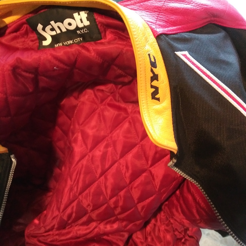 Schott NYC leather and Gore-Tex motorcycle jacket